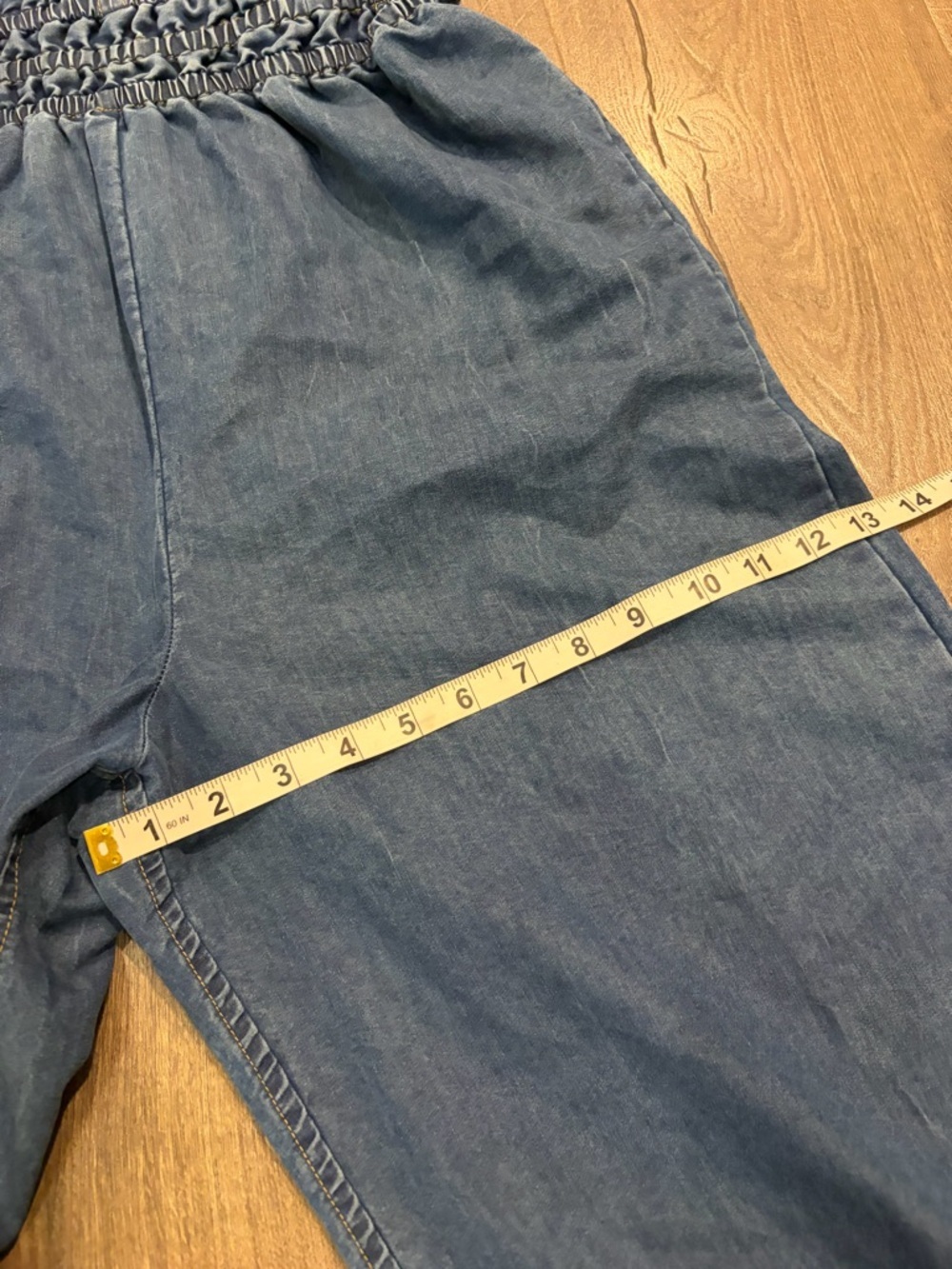 New Sleeveless Denim Jumpsuit M Wide Leg Blue Chambray Boho Comfy Chic Vacation - Picture 12 of 16